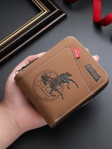 Men's PU Zipper Wallet, Rfid Secure, Large Capacity, Double Fold Design, Multi-Card Slots, Coin Purse & Credit Card Holder, Rfid Blocking Wallet