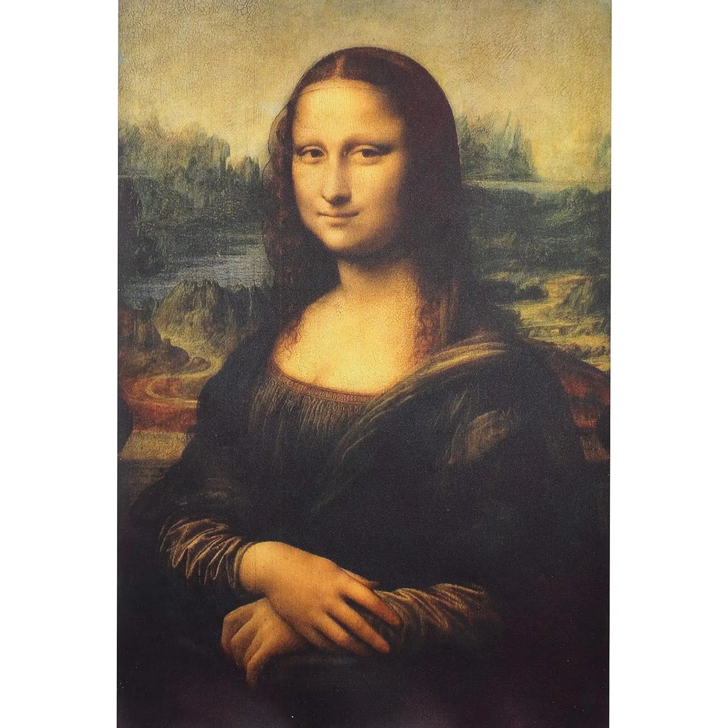Whirlgee Unframed Mona Lisa Classic Art Print - Leonardo da Vinci World Classic Artistic Print, Home Decor for Room, 16x24 in Canvas Wall Art with Hanger (1), Unframed Art Print