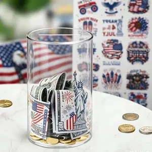 Acrylic Coin Bank Cylinder, Transparent Money Box, One-Way Inlet, Kids Gift, Independence Day Memorial, Desktop Decoration, Savings Planner, Acrylic Savings Jar