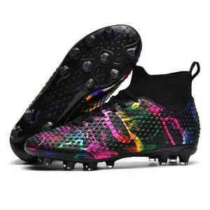 BoysHighTopNonSlipFootballCleatswithSpikesProfessionalComfyOutdoorBreathableSoccerShoesforTrainingandCompetition