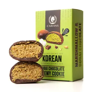 CARIAN'S Korean Dubai Chocolate Chewy Cookie - Chew the Art of Fusion, Premium Pistachio Cream and Soft Marshmallow Center, Gourmet Milk Chocolate Covered Treats, Eastern Flavors Premium Gift 2.54oz