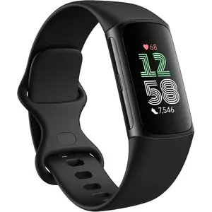 Fitbit Charge 6 Fitness Tracker with Google apps, Heart Rate on Exercise Equipment, GPS, Health Tools and More, Obsidian/Black, One Size (S & L Bands Included)