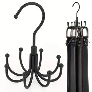 1pc High Capacity Multi-Purpose Belt Hanger, Rotatable Belt Rack Closet Organizer for Belts, Bras, Vests, Ties, Scarves, Stainless Steel Hanging Storage Hooks, Holder, Fashion Closet Accessories