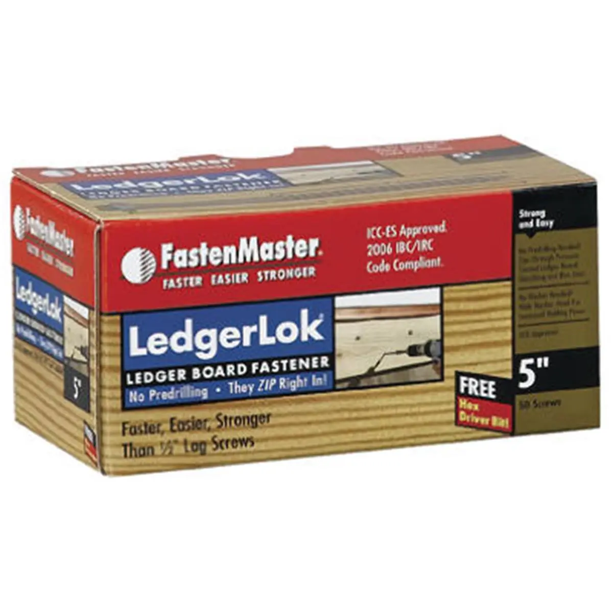 FastenMaster FMLL005-50 Pre-Drill-Free Ledgerlok Screws, 5 in., Sailing Fasteners, 50-Pack, No Pre-Drilling