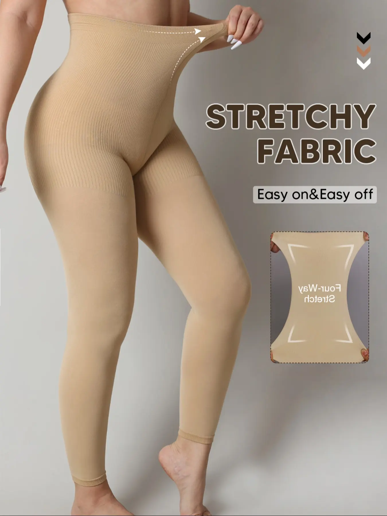 Women's Graduated Compression Shaping Tights, High Waisted Compression, High Waist Butt Lift & Sculpture Leg Leggings, High Elastic Stay-In-Place Base Layer, Seamless Sculpt Leggings, High Waist Stretchy, Nude Color