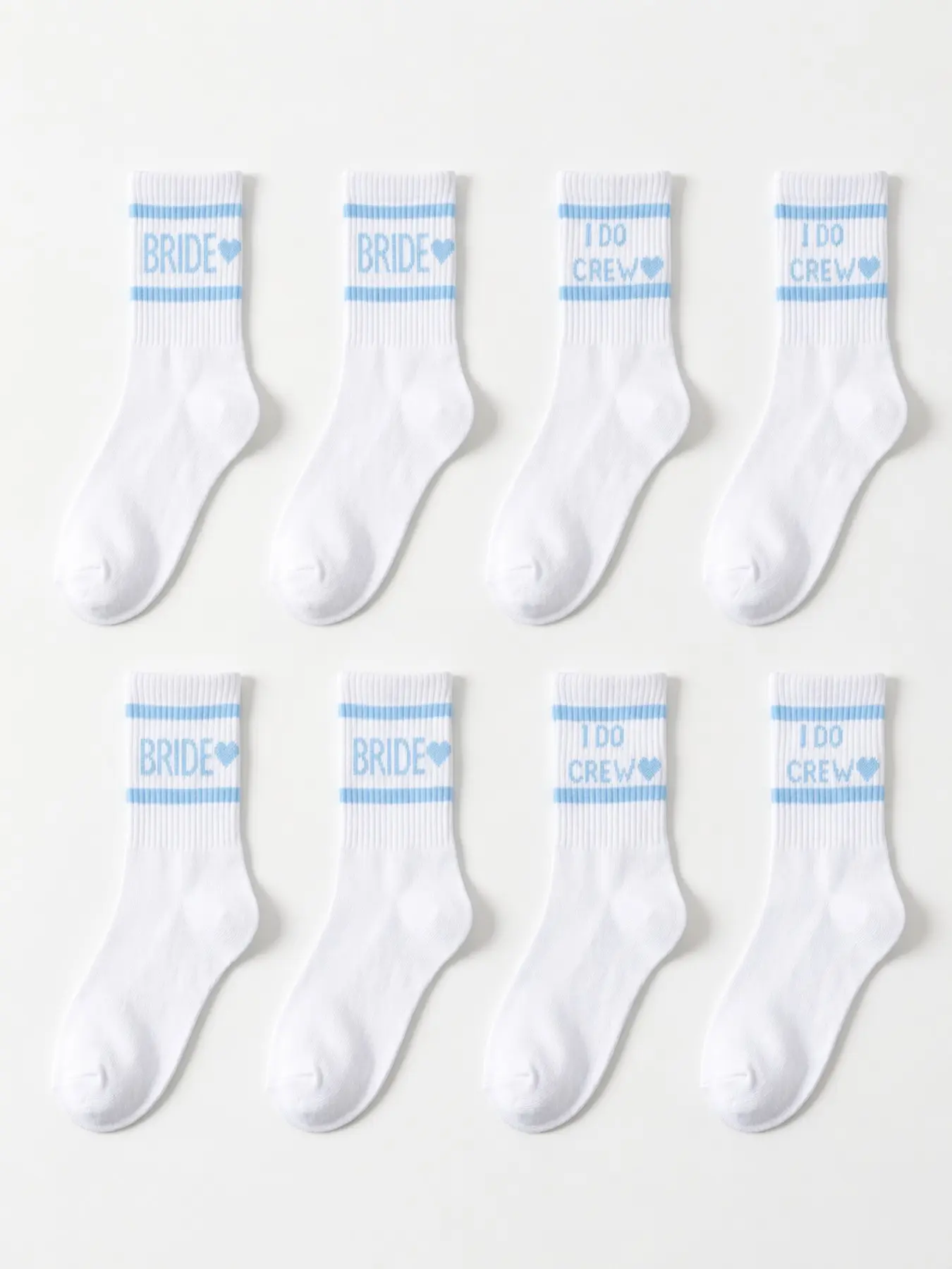 8 Pairs Bride Socks, Dress Socks White Blue Bride to Be Something Blue Bridal Gift Love, For Women Engagement Wedding Bridesmaid Gifts Bachelorette Favor Honeymoon Essentials Party Decorations Fit