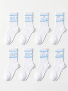 8 Pairs Bride Socks, White Blue Bride to Be Something Blue Bridal Gift Love, For Women Engagement Wedding Bridesmaid Gifts Bachelorette Favor Honeymoon Essentials Party Decorations Fit