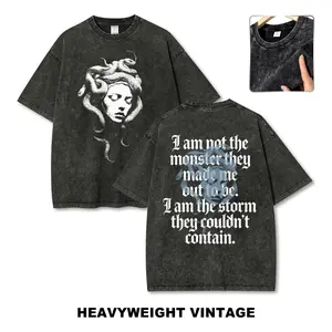 "I am not the monster they made me out to be. I am the storm they couldn't contain."Medusa Comfort Shirt Unisex Washed T-Shirt for Women and Men's Unisex Fit Batik Cotton Oversize Streetwear Menswear  Super Soft Pre-Shrunk
