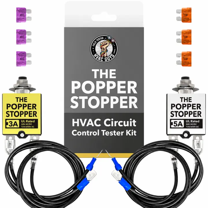 HVAC Guys - The Popper Stopper | HVAC Circuit Tester | 3 AMP & 5 AMP Fuses | Fuse Tester for Circuit Breaker - UL Rated 24V AC/DC & 125/250V AC