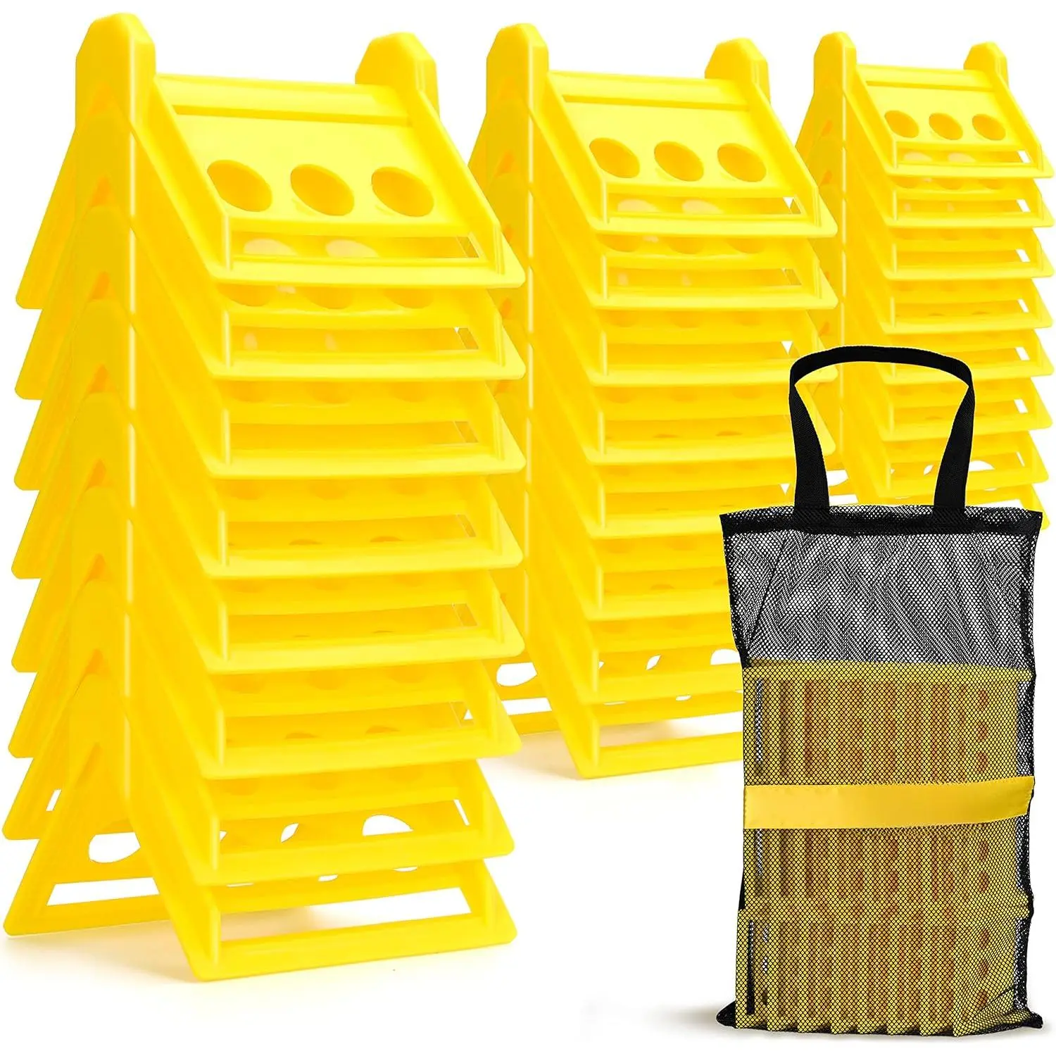 24-Pack Yellow Plastic Edge Corner Protectors with Carrying Case, 4"X6"'' Winch Ratchet Straps for Flatbed Cargo Loading Vehicle Truck Shipping