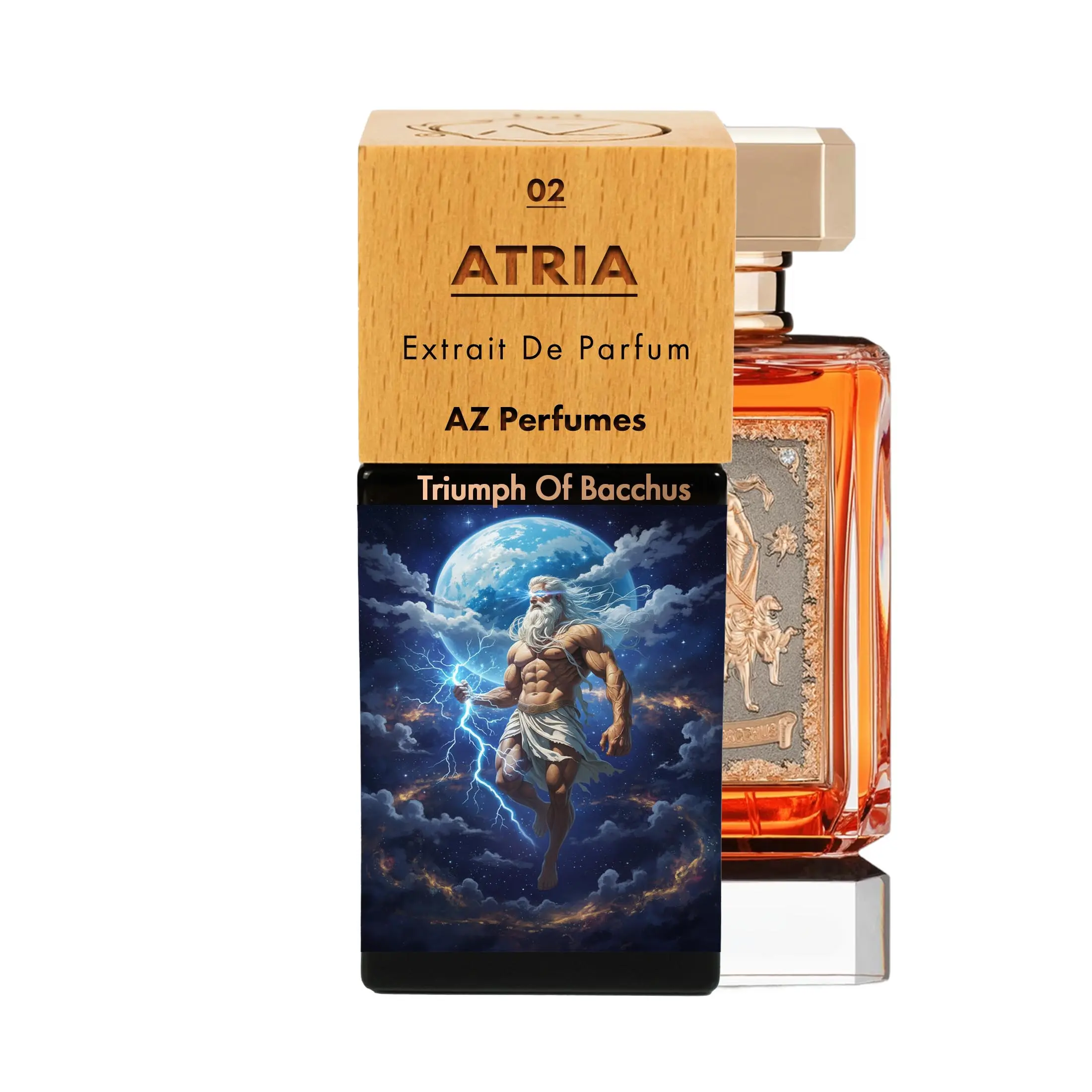 Atria N°02 | Unisex | Az | Extrait De Parfum | Rum, White Peach, Green Apple, Saffron, Tonka Bean, Patchouli, Vetiver, Jasmine; Tobac, Vanilla, Amber, Sandalwood and Musk.
