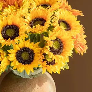 8pcs Realistic Silk Cloth Sunflower, Detachable High-Realism Artificial Flowers, Home Decor Photo Props, Wedding Decoration Floral Arrangement