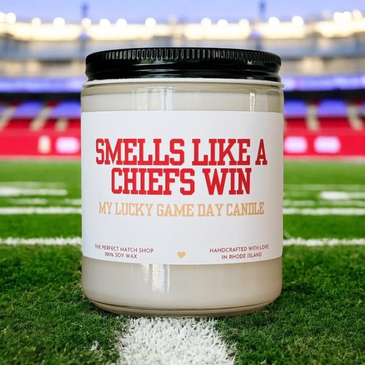 Smells Like a Chiefs Win Candle - Funny Football Candle for Chiefs Fans, Football Sunday Gift for Him, Lucky Game Day Decor