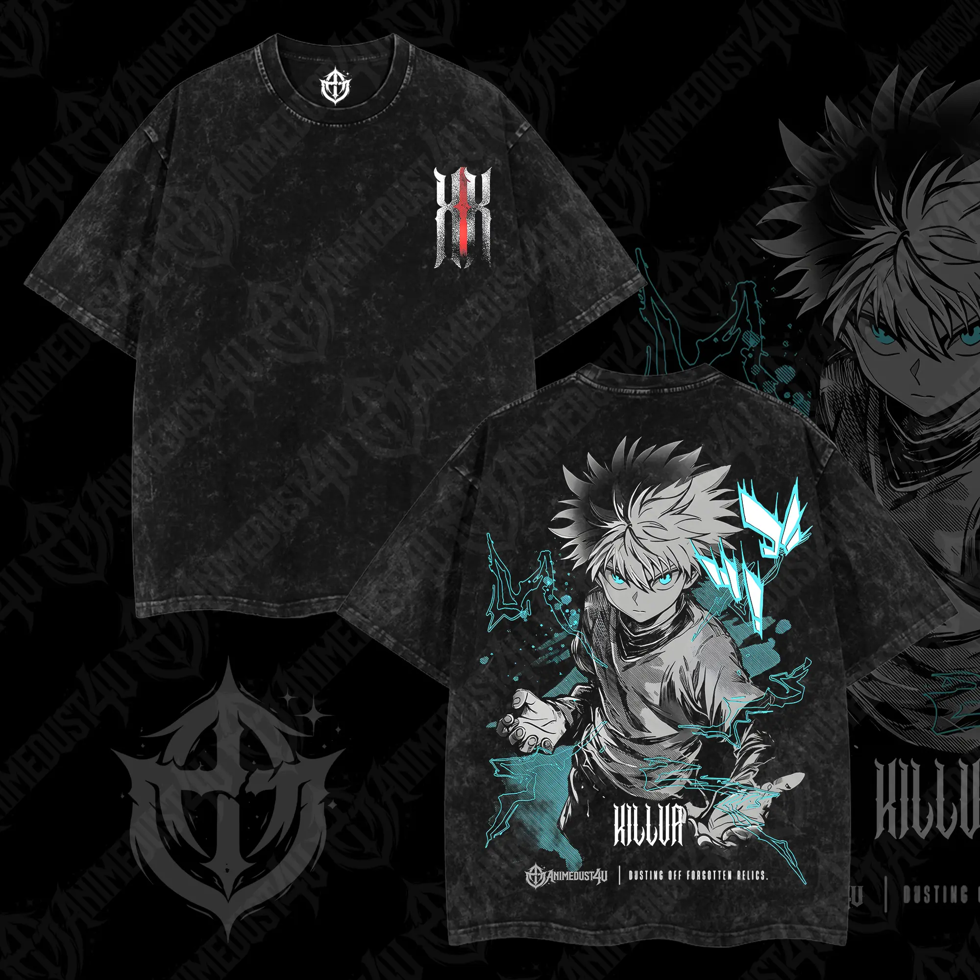 Oversized T-Shirt for Men, Classic Hunter x Hunter Killua Graphic, Streetwear in 230gsm Premium Cotton, Pre-Washed Seamless Short-Sleeve, Tshirt, Top, Shortsleeve, Tops, Apparel, Menswear, Clothes, Soft, Pre-Washed Soft, Chinese New Year, 3Xl