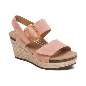 Aetrex Women's Ashley Espadrille Wedge Rose
