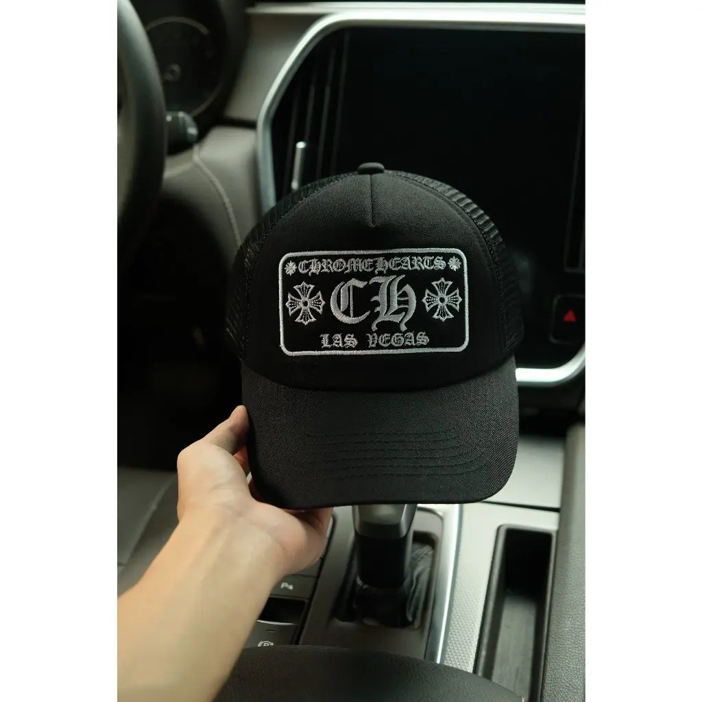 Chrome Hearts Men's Trucker Cap, Baseball Hat with Breathable Mesh Back, Adjustable Fashion Cap