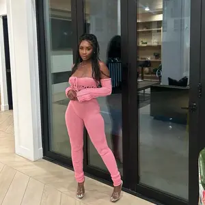 Knit Babe Jumpsuit - Pink Overalls for Women, Stylish Design, Comfortable Fit, Ideal for Casual Outings - Womenswear