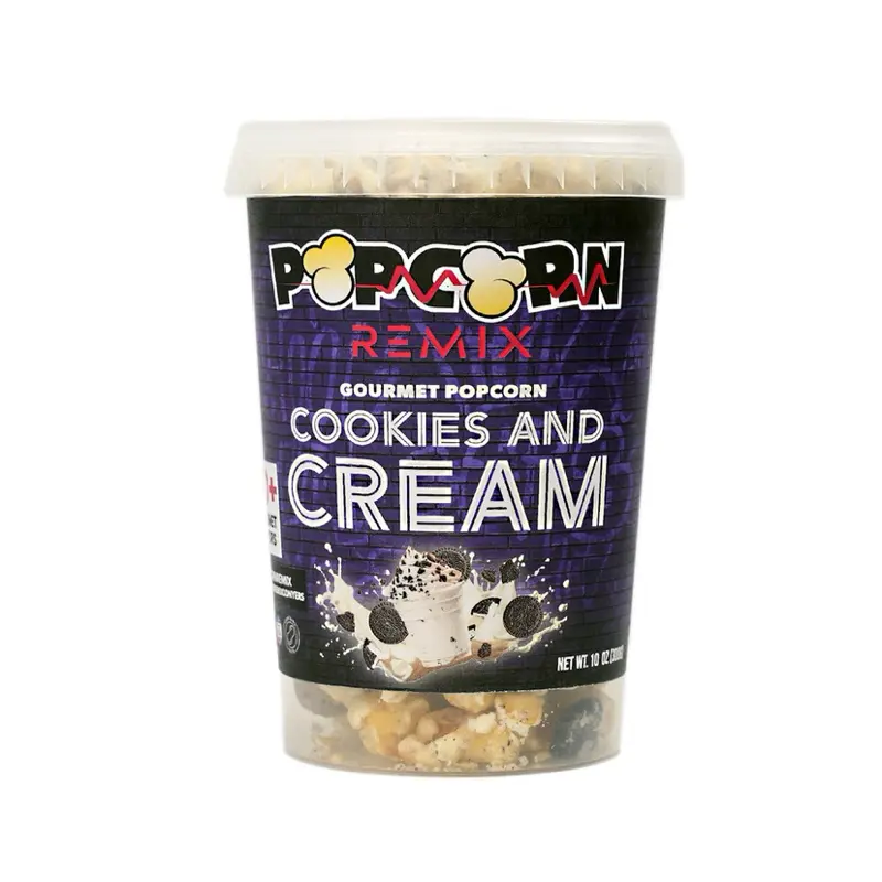 Popcorn Remix Gourmet Crunchy-Creamy Cookies and Cream Popcorn, Chocolate-Infused Dessert Snack
