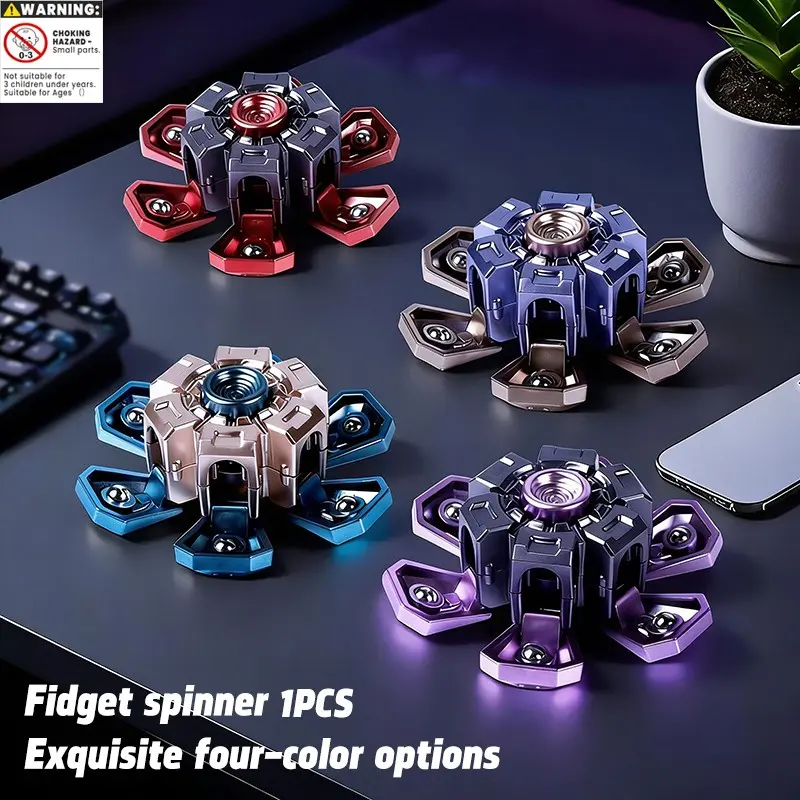 Creative EDC Hand Spinner Stress Relief Toy Anxiety Relief Products DIY Rotating Fingertip Gyroscope Spinner Fidget Toys Stress Relief Tools For Kids Adult Birthday Gifts Stress Relief Gadgets