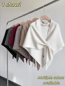 Women's Soft Knit Triangle Shawl Cape, Knitted Shawl, Warm Pure Color Scarf Wrap, Casual Fitted Outerwear for All Seasons, Moderate Fabric Thickness, Fashion Knit Shawl