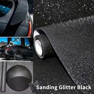 Matte Frosted Sanding Glitter Black Vinyl Wrap Film With Air Release Self Adhesive DIY Car Motorcycle Bicycle Internal External, Sticker For Cars