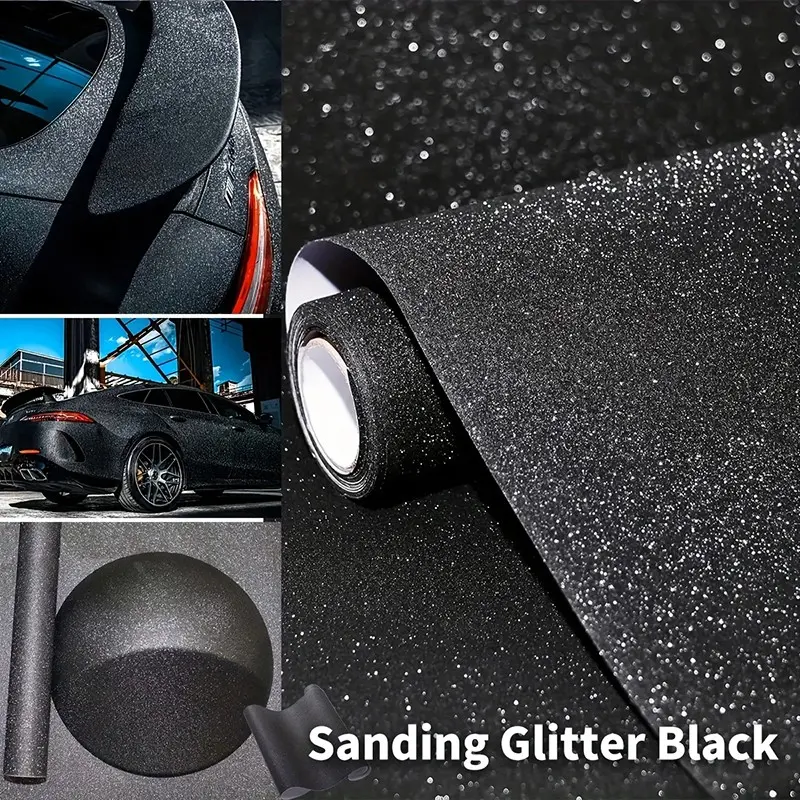 Matte Frosted Sanding Glitter Black Vinyl Wrap Film Car Wraps With Air Release Self Adhesive DIY Car Motorcycle Bicycle Internal External, Sticker For Cars Vinyl Decal Sticker Automotive Vinyl Decal