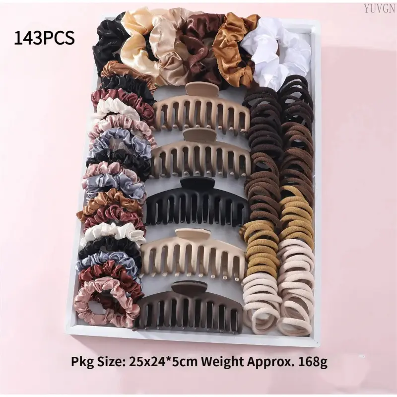 143-piece hair clip and hair tie set, including large hair scrunchies, Korean-style fresh hair claws, rubber bands and multi-piece hair accessories summerwins