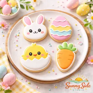 4-Piece Easter-Themed Bakeware Baking Tools Kit - Hollow Outline Utensils Set with Bunny, Egg, Chick, Carrot Cookie Cutters