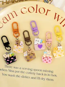 6/24pcs Cute Cartoon Animal, Resin Food Pendant Gift for Girls, Creative Small Present Handmade Bag Decoration Charm, Cute Charms Keychain, Trendy Cute Keychain, Keychain for Bags