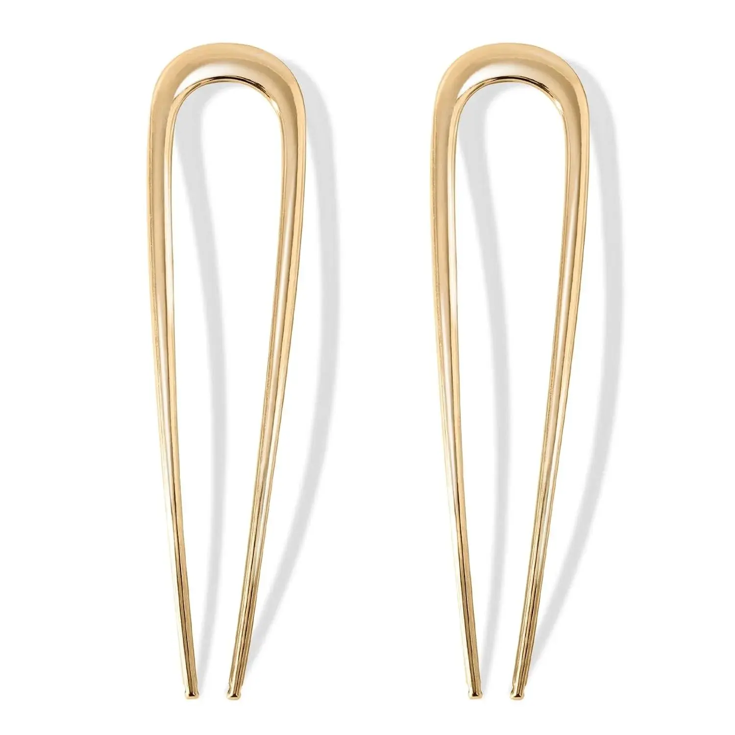 French Hair Pins for Thick Hair, Metal French Twis Hair Pins for Women Girls, U-Shaped French Pin for Buns, 5.5 Inches Large French Pins Hairstyle Accessories (Gold, Gold)