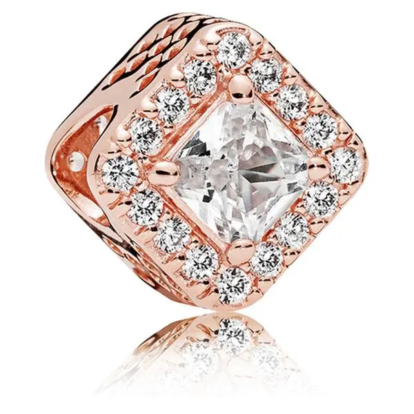 PANDORA Geometric Radiance Charm - 786206CZ, Charms & Pendants, Contemporary, Collectibles, Square, Symmetrical, Innovative Stone Cut