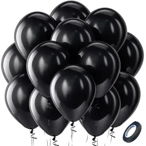 Black Balloons Latex Party Balloons - 100 Pack 12 inch Round Helium Balloons for Birthday Graduation Casino Gaming Anniversary Black History Month Themed Party Decorations Balloon Arch Decoration