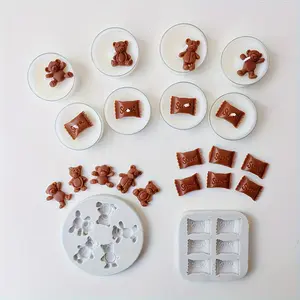 2pcs Mini Bear/Candy Shape Mold Set, Silicone Chocolate Molds, Soft Candy Mold, Aromatherapy Candle Making Mould, Handmade Clay, Demoulding Is Very Easy, Easy to Clean, Reusable