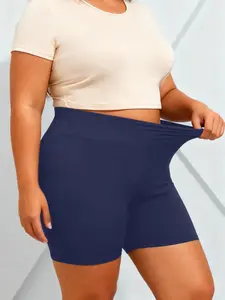 High Waist Plus Size Biker Shorts for Women - 4-Way Stretch Tummy Control & Butt Lifting Yoga Shorts, Athletic Shorts, Breathable Squat-Proof Shaping Activewear, Workout Essential for Gym, Running & Daily Wear