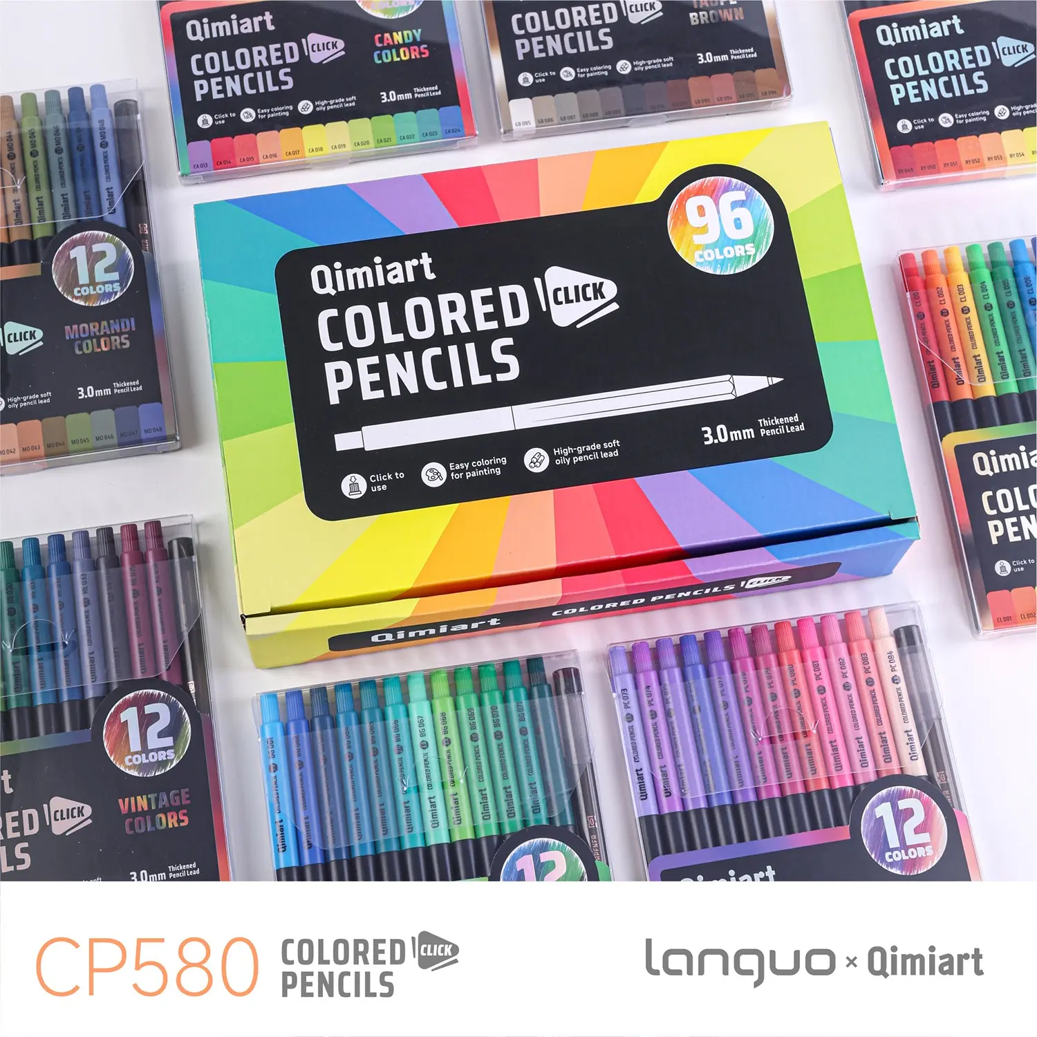 New Push-Button Color Pencils, Easy Coloring, 3.0mm Thick Lead, Convenient Use, Includes Sharpener, Ideal for Drawing, Graffiti, Writing, Marking, Artistic Colored Pencils