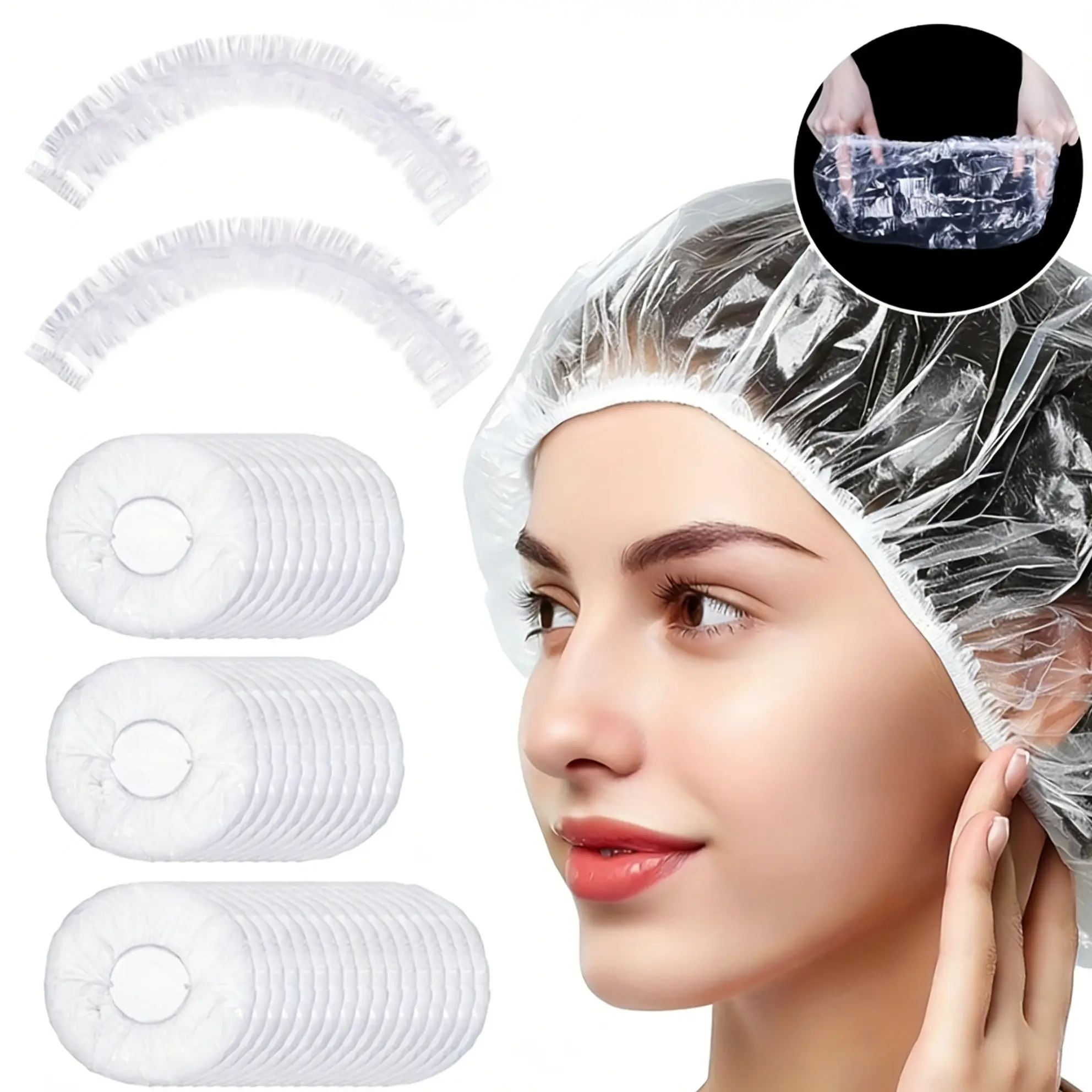 1 Pack Durable Waterproof High-Elastic Lightweight Shower Cap, Unisex, Necessary For Home, Travel, Hotel, Spa And Salon Hair Care And Protection, Plastic Shower Caps