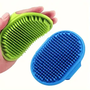 2-piece PetPro Silicone Dog Bath Brush with Adjustable Handle, Anti-slip Massage Grooming Tool, Convenient for Bathing and Brushing Hair