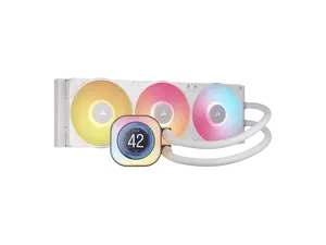 CORSAIR iCUE LINK TITAN 360 RX LCD Liquid CPU Cooler – White – RX120 RGB Fans – Fits Intel®  LGA 1851/1700, AMD® AM5/AM4 – iCUE LINK System Hub Included