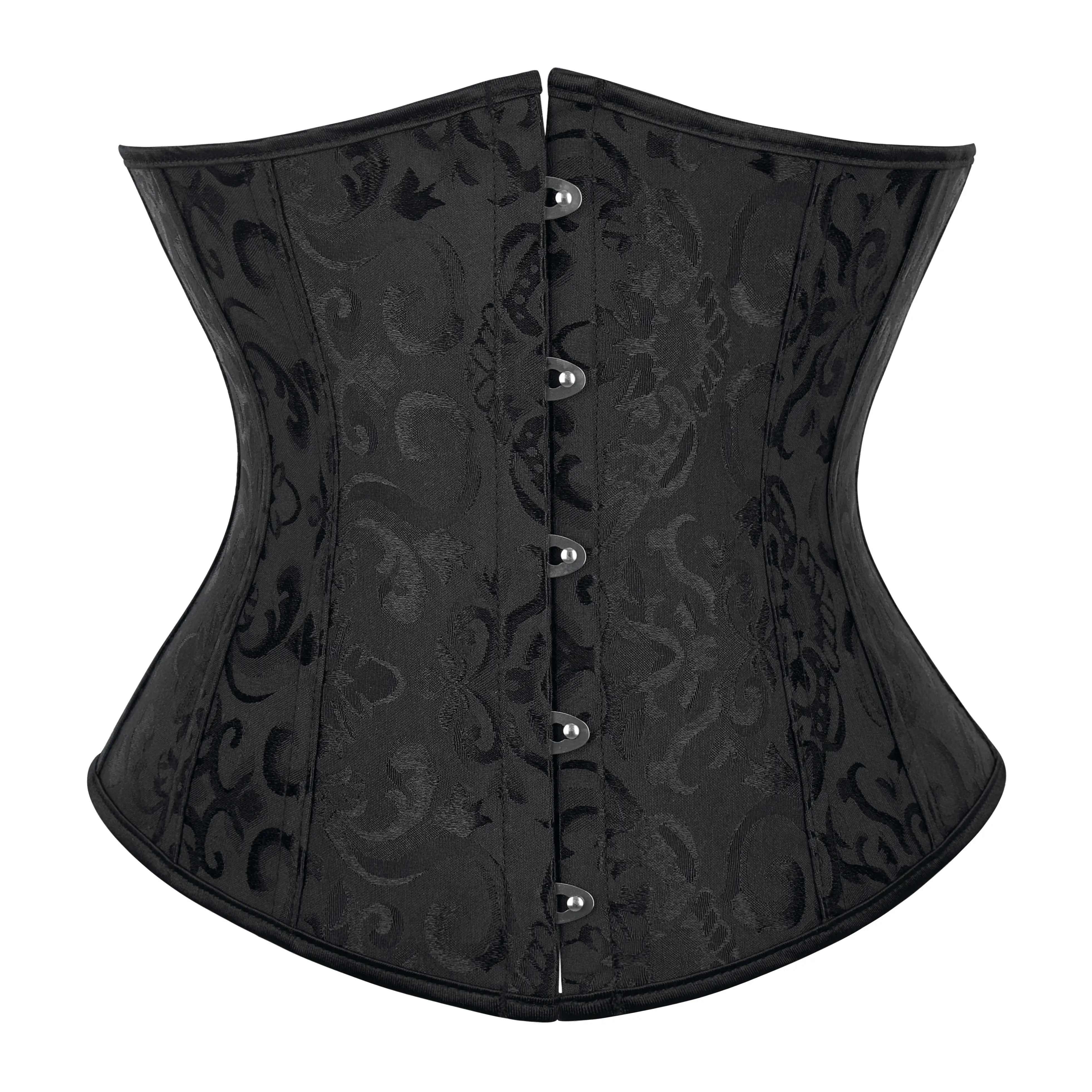 Lady's Lace-Up Boned Spandex Corset, Jacquard Brocade Underbust Waist Training Clothes, Gothic Halloween Party Style Body Suit 9427-D1 Womenswear Shapewear, Body Suits
