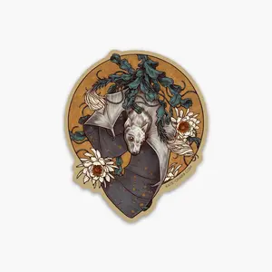 Bat Sticker - Nocturnal - 3x2" Vinyl - Great for Water Bottle, Laptop, Notebook - Animal, Nature, Flower, Botanical, Cactus, Stars - Art Nouveau, Boho - Water-proof & Scratch-proof, Durable