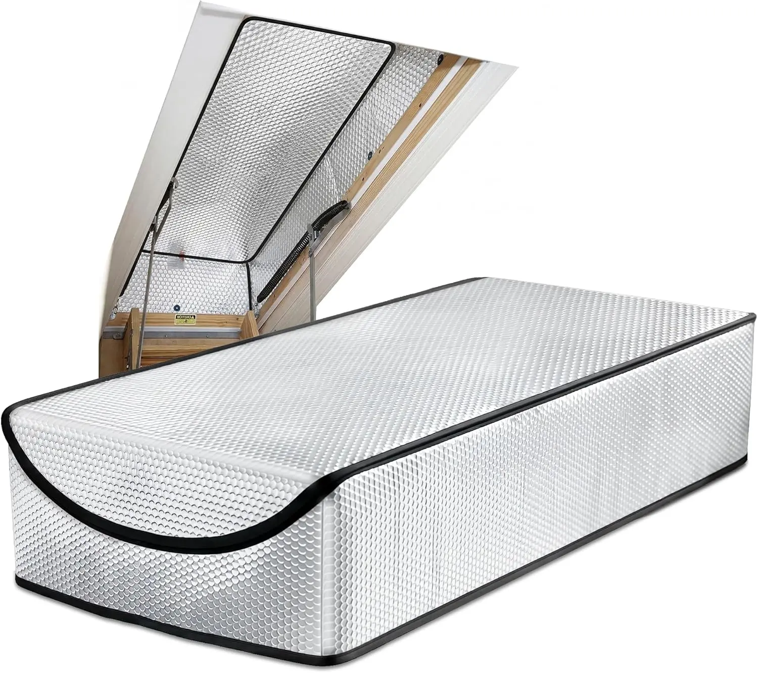 Attic Stairway Insulation Cover (25" x 54" x 11") with Zipper & Thick Aluminum Foil - Easy Setup, Blocks Summer Heat, Winter Cold, Moisture & Dust for Home Improvement Doors