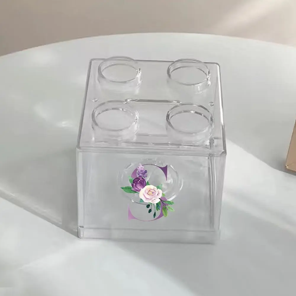 Flower Pattern Clear Money Box, Cash Saving Box, Savings Box, 1 Count Stackable Brick Design Piggy Bank, Transparent Coin Bank for All Ages, Birthday Gift, Decor