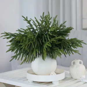 10 sets of Norfolk pine branches - 18-inch imitation cedar trunks, suitable for DIY handicrafts, wreaths, home decoration, Plastic fake greenery, the perfect choice for Christmas, Halloween, artificial green plants