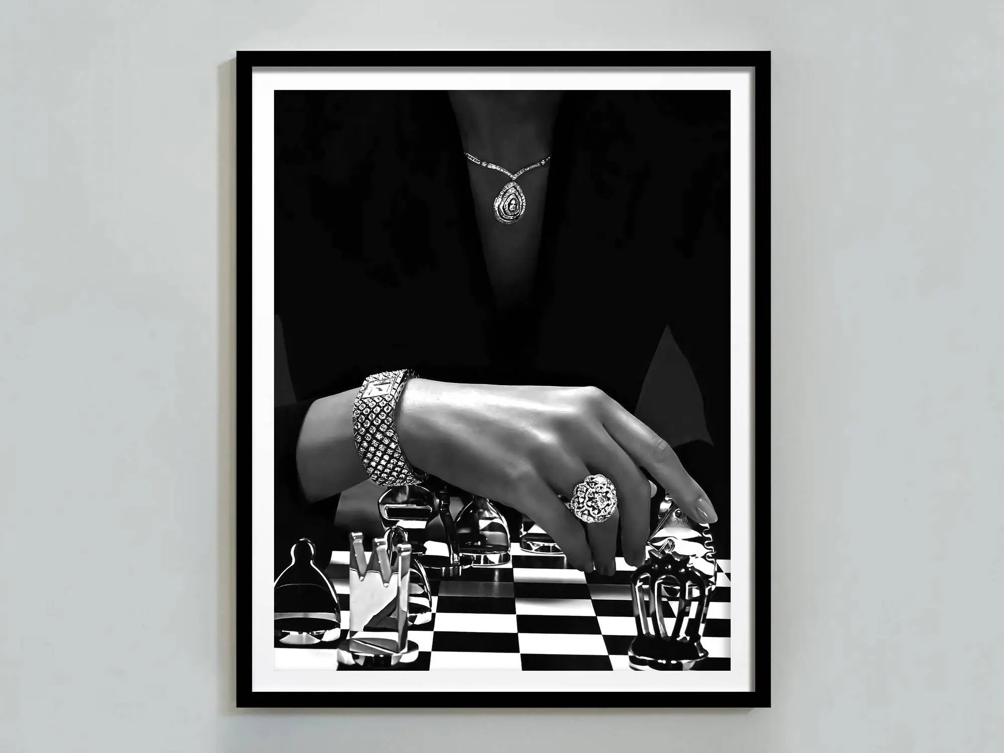 [Sale up to 50%] Artistic Black and White Woman Playing Chess Graphic Poster Print - Unframed Sustainable Fade-Proof Photo Paper Wall Decoration, High-Fashion Feminist Luxury Home Decor for Teen Girl Bedroom, Nursery Decor, Satisfaction Guaranteed, Decor