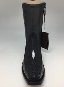 Cuadra-Western engraved black stingray boot
