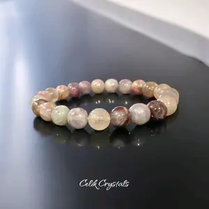 Pink Tourmaline Quartz Crystal Healing Bracelet - Natural Stones 8mm