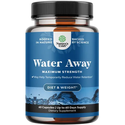 Nature's Craft Water Away Maximum Strength Herbal Diuretic Pills with Dandelion Leaf Extract & Green Tea for Bloating Relief & Fluid Balance Support 60 Capsules Herbal Wellness Blend Natural Wellness Boost