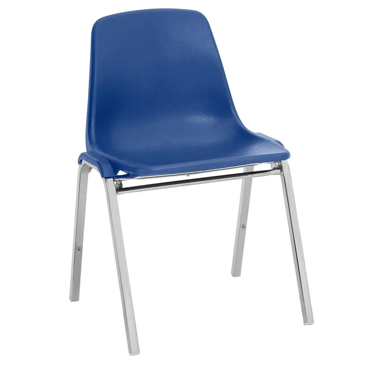 National Public Seating 8100 Series Poly Shell Stacking Chair, Blue Surface, Chrome Frame