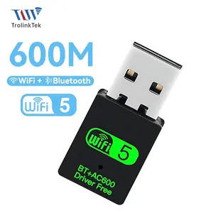 Wireless Network Card, 600mbps Dual Band Wi-Fi 5, WiFi Dongle, Bluetooth-compatible 5.0 Compatible, High-Speed Connection, Enhanced Coverage and Stability, USB WiFi Adapter for Desktop PC, Home & Office Use