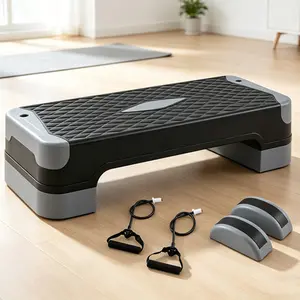 3-in-1 Adjustable Aerobic Step Platform, 2 Height Levels Workout Stepper with Risers & Resistance Bands, 660 LBS Capacity Non-Slip Exercise Step for Home Gym Fitness Training fathersdaygift